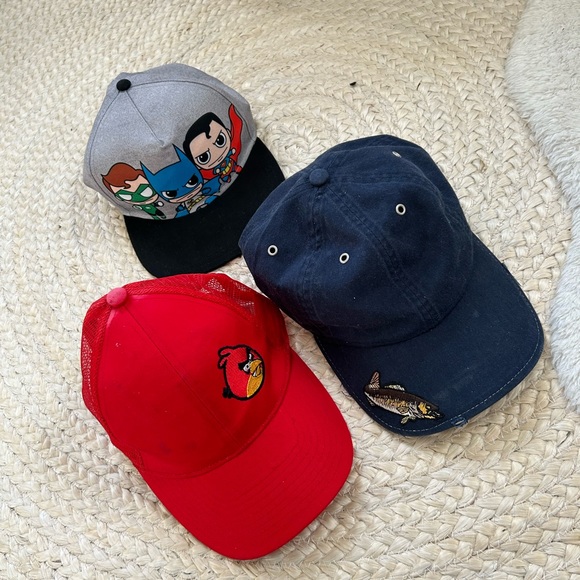 Accessories | Marvel Angry Birds Fish Navy Blue Hats Hat Lot Of 3 Snap ...
